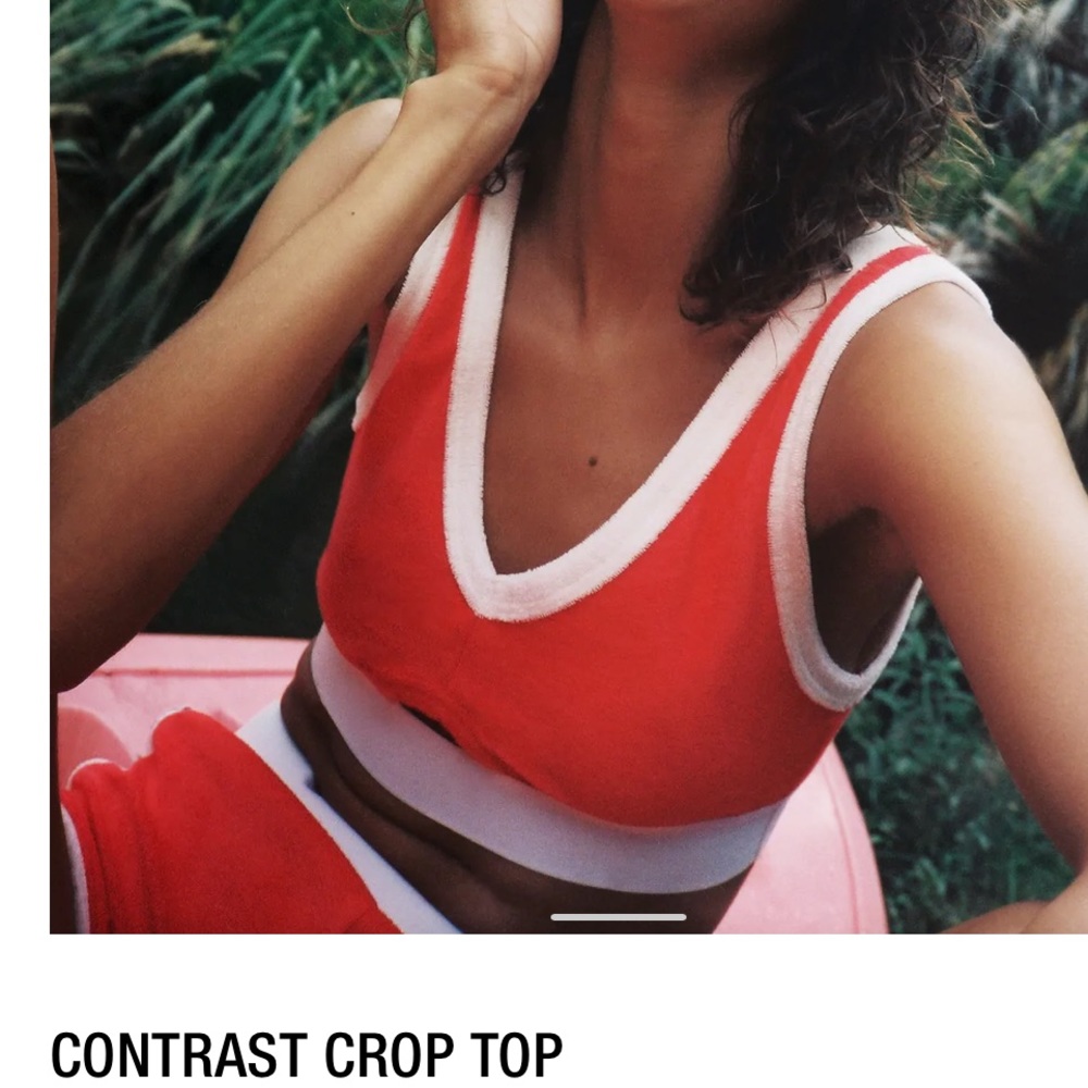 ZARA Contrast Terry Cloth Crop Top
